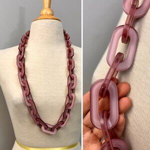 NEW Zenzii Mod Links Resin Pink Chain Link Chunky Necklace